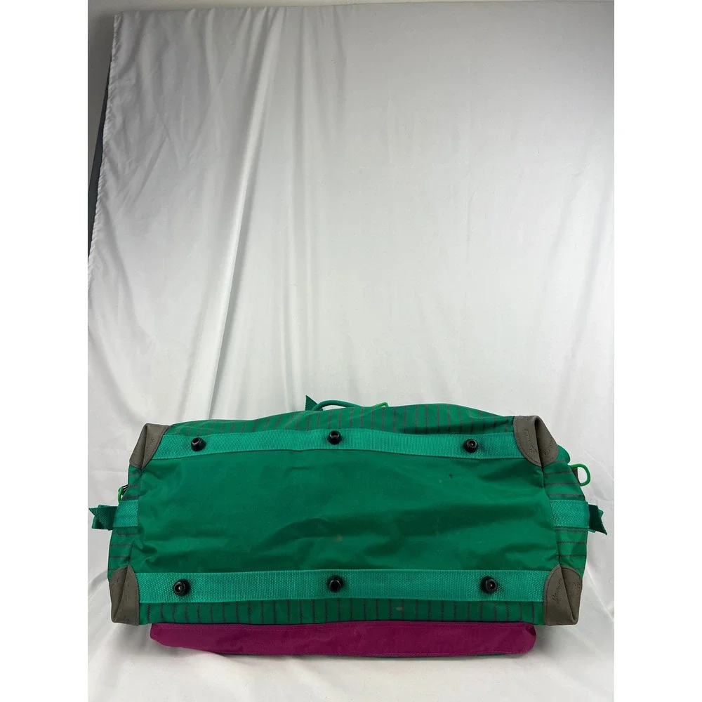 Samsonite Sammies Duffel Bag Unisex Large 1991 Vintage Green Magenta Pinstripe